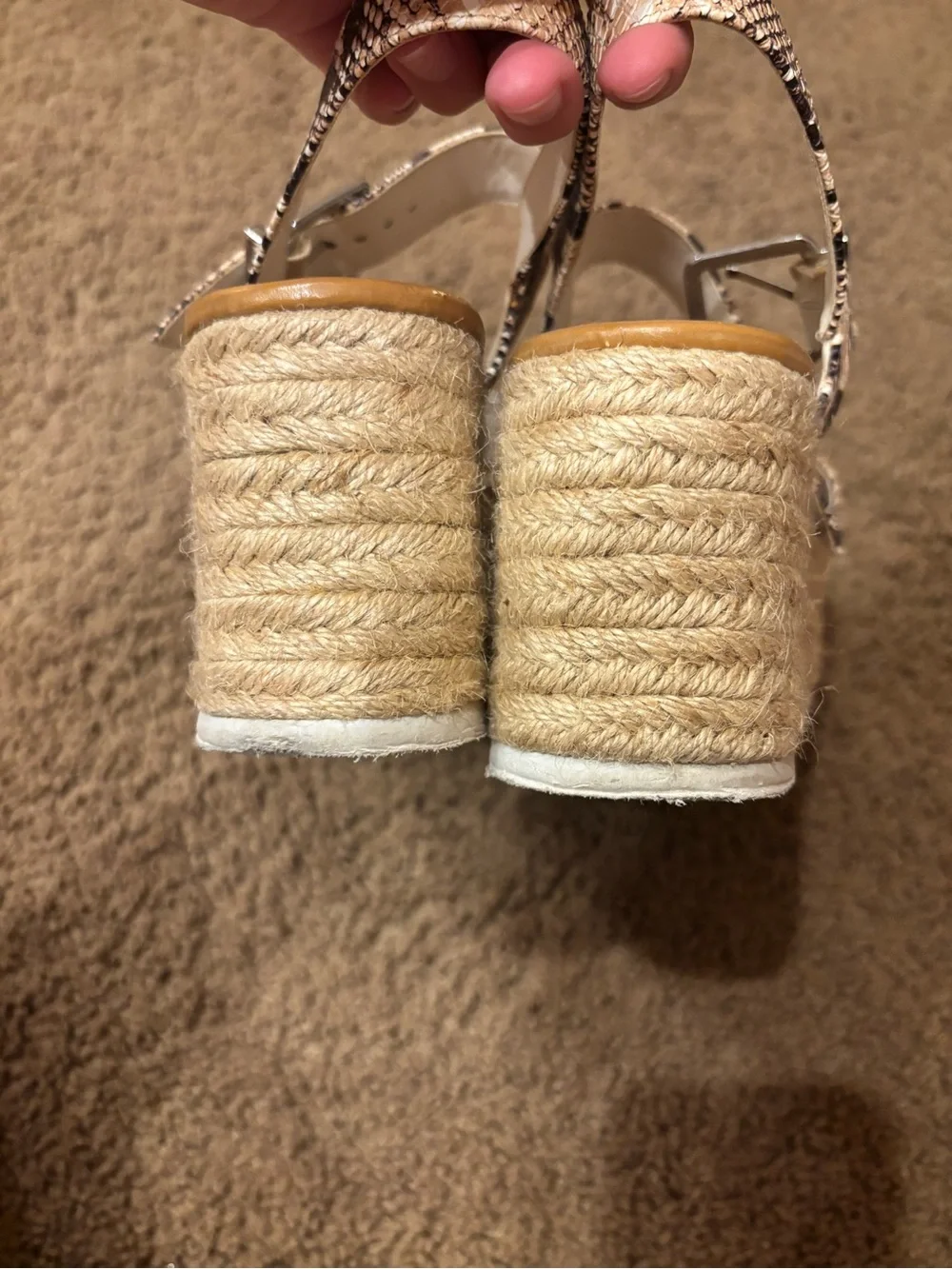Snake-Print Espadrille Platform Sandals in Beige/Black